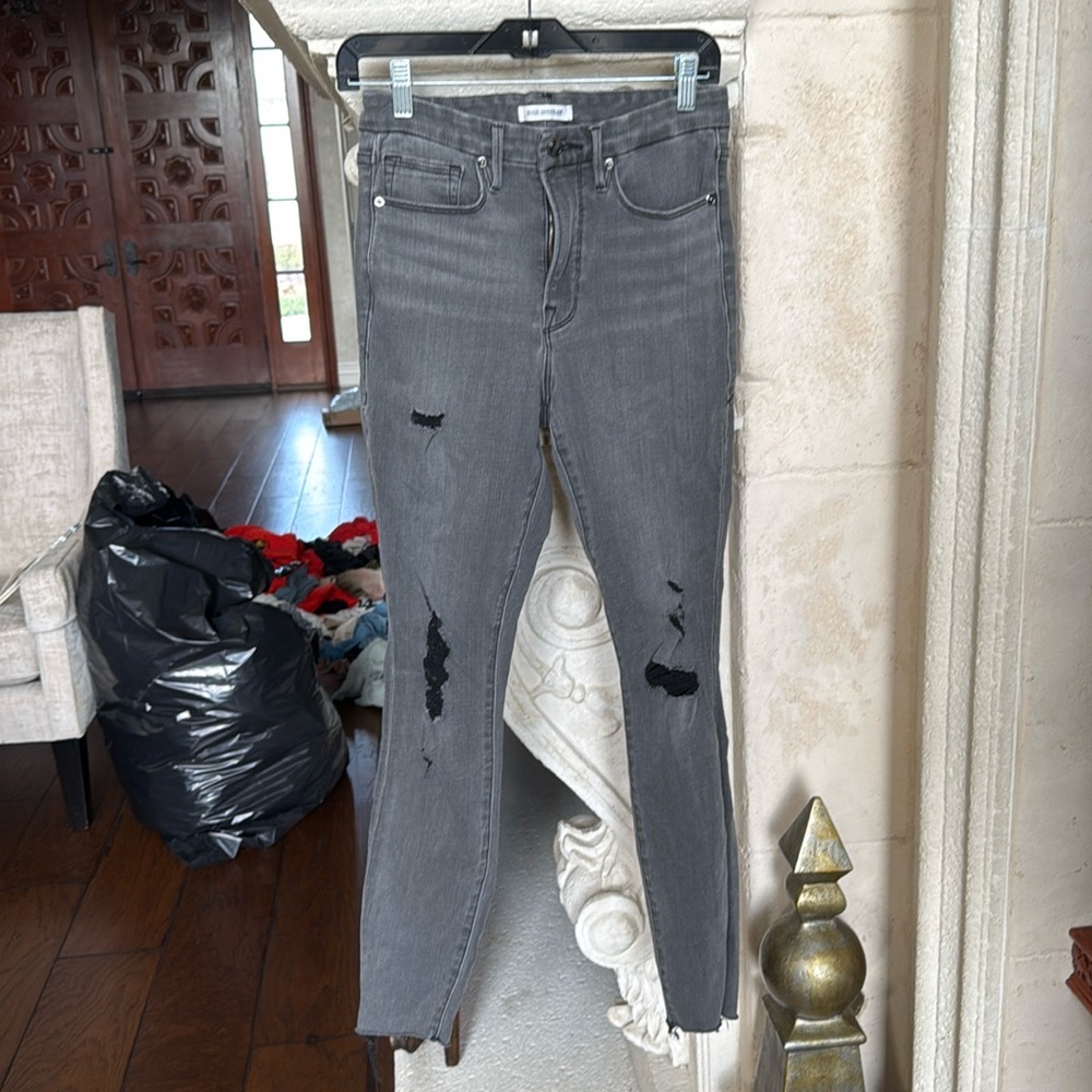 Good American Good Waist Jeans Dark Grey Size 6/28